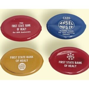 Vintage Advertising Red, Rubber Squeeze Coin Money Purse First State Bank Kansas